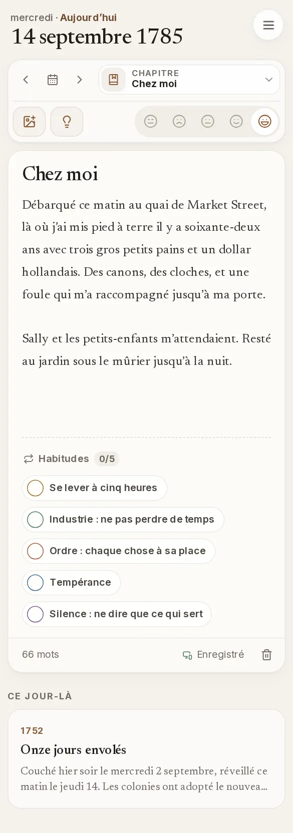 Dogood sur un téléphone : La page du jour